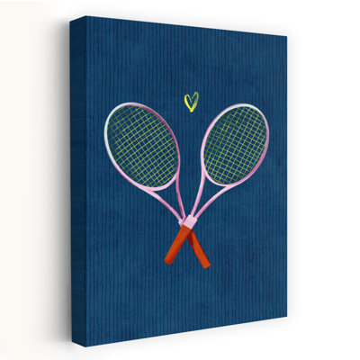 Tennis Love Match Romantic Contemporary Wall Art Print by Treechild - Wrapped Canvas Print