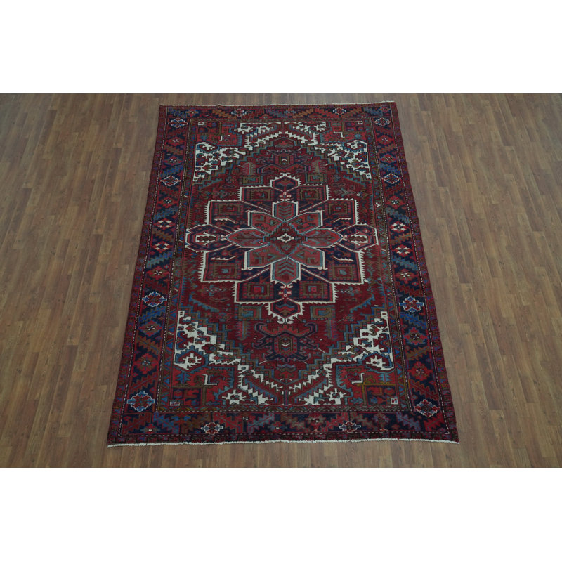 Tapis traditionnel rouge en laine 7 x 11