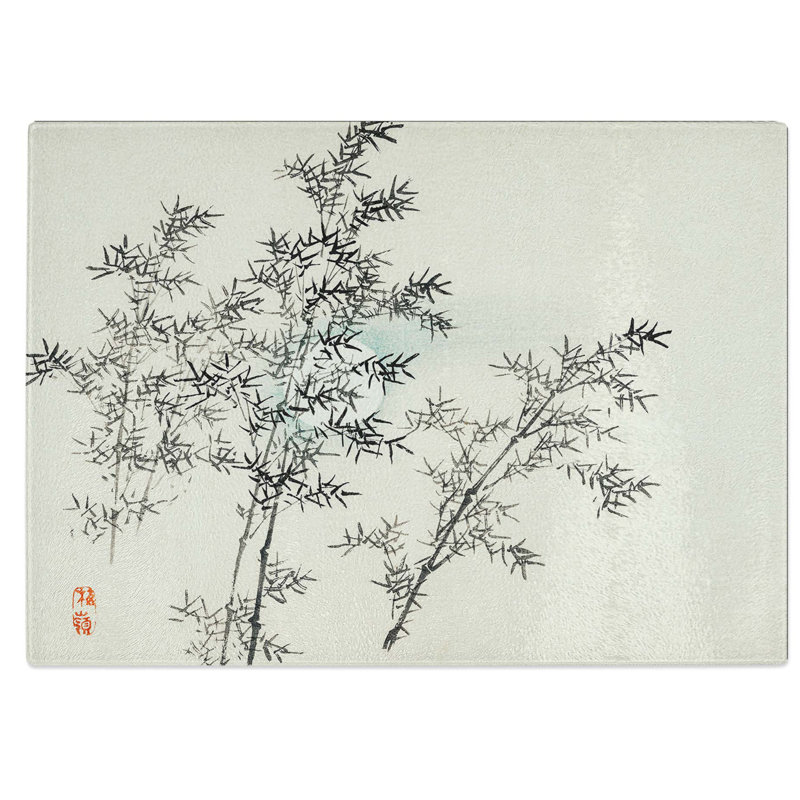 Tempered Glass Bamboo Cane Chopping Board, 39 cm W x 28.5 cm L