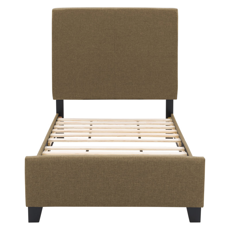 Upholstered Slat Bed, Twin, Clay