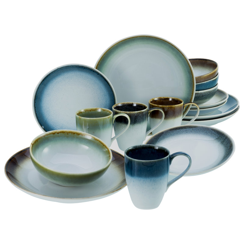 Cascade 16 Piece Bone China Dinnerware Set, Service for 4
