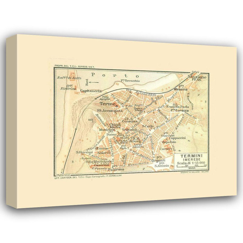 «Red Barrel Studio® Baedeker Gallery», reproduction d'art sur toile titrée: Termini Imerese, Italie, Baedeker 1880 ITIT0152