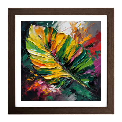Tropical Leaf Palette Knife No.2 - Single Picture Frame Print on Wood