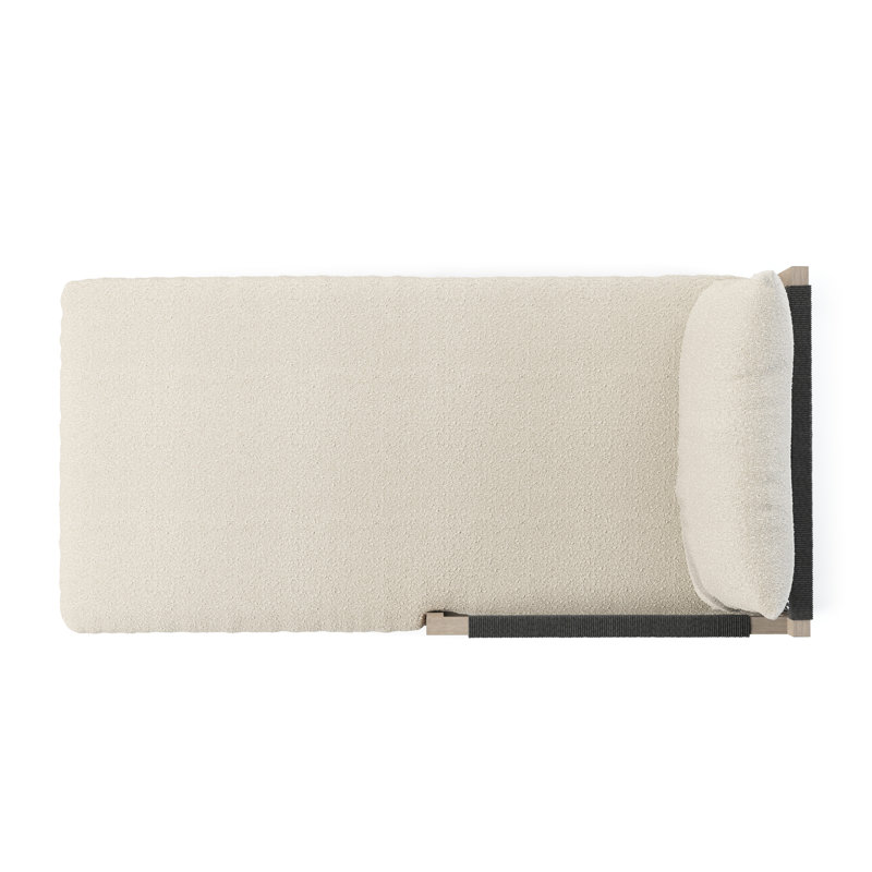 Sherwood Outdoor Chaise Lounge, Weathered Gray/Dark Gray, Fiqa Cream Boucle