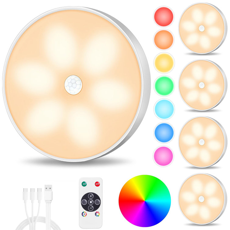 Wireless Motion Sensor Disc Wall Light - Dimmable LED Night Light With Remote Control