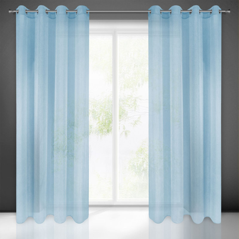 Kadija Eyelet Sheer Curtain, 250cm H x 140cm W, Blue