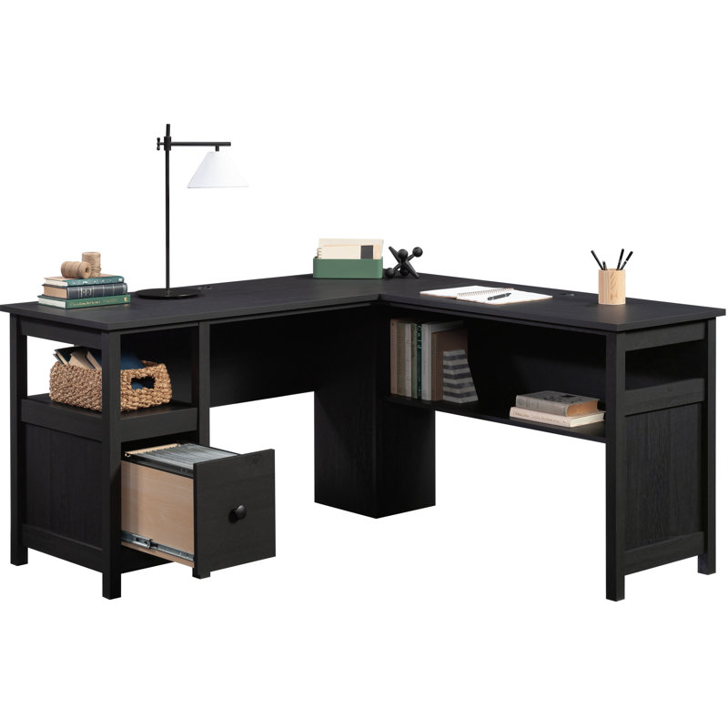 Bureau en L avec tiroir classeur et assemblage rapide, convient aux appartements, petits bureaux, glissières d'extension pour ordinateur traditionnel, étude de travail efficace