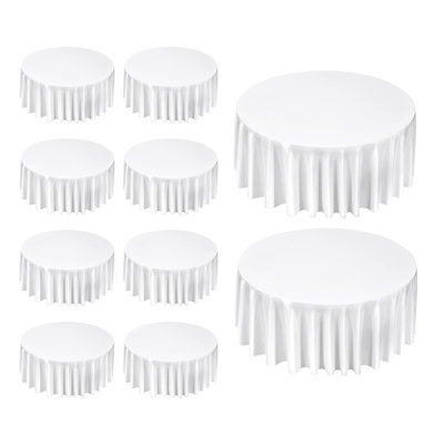 White Round Tablecloths, 132 Inches in Diameter, Stain- & Wrinkle- Resistant, Machine Washable Table Clothes, Polyester Fabric Table Covers for Wedding, Party, Banquet, Formal Events