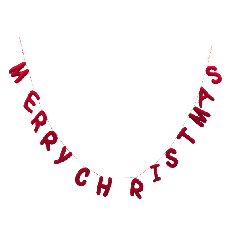 Guirlande en laine Merry Christmas - rouge