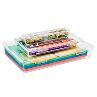 Sorbus Storage Set with Secure Lids - Clear Stackable Plastic Bins - 4 Pack