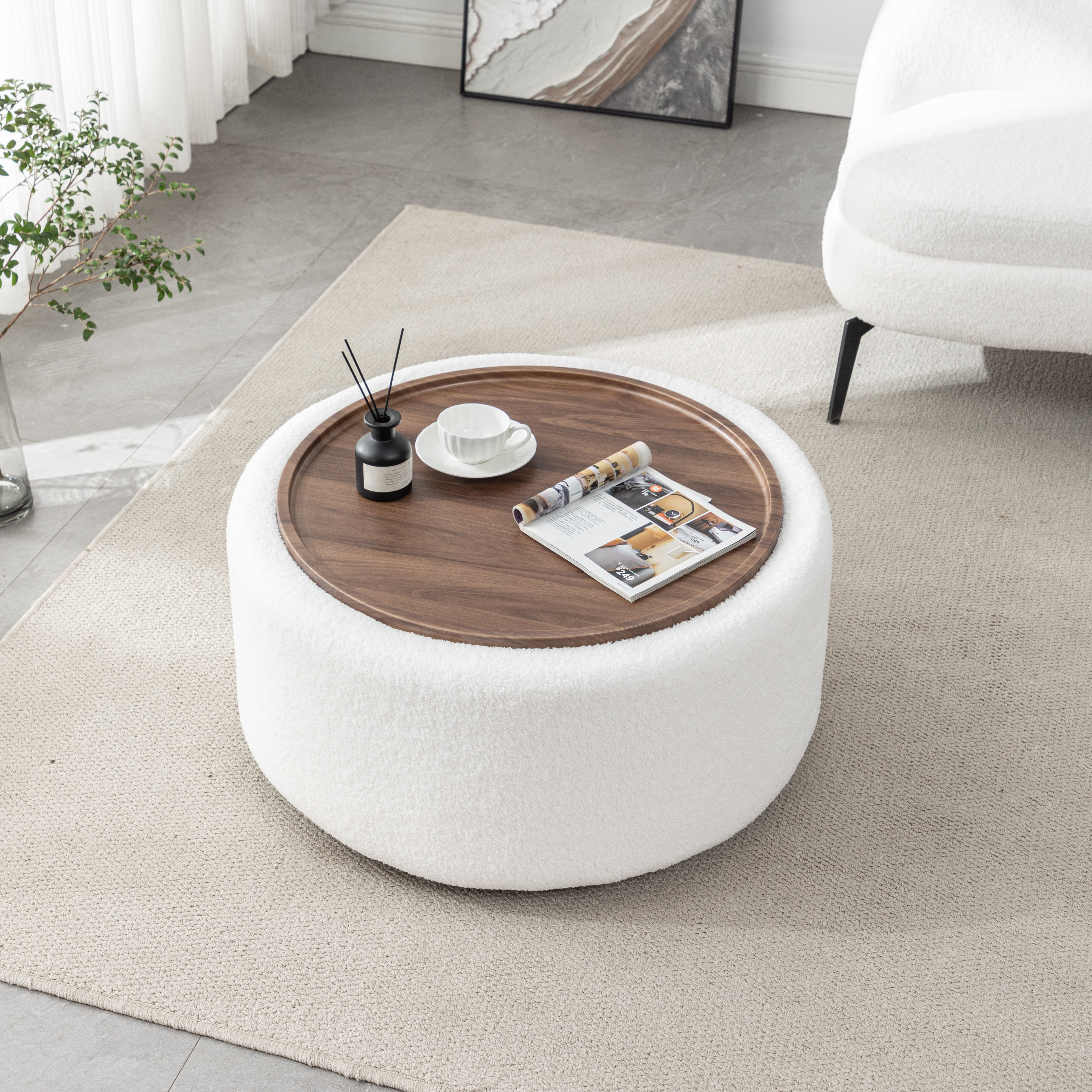 Bryonie Round Cocktail Ottoman with Storage