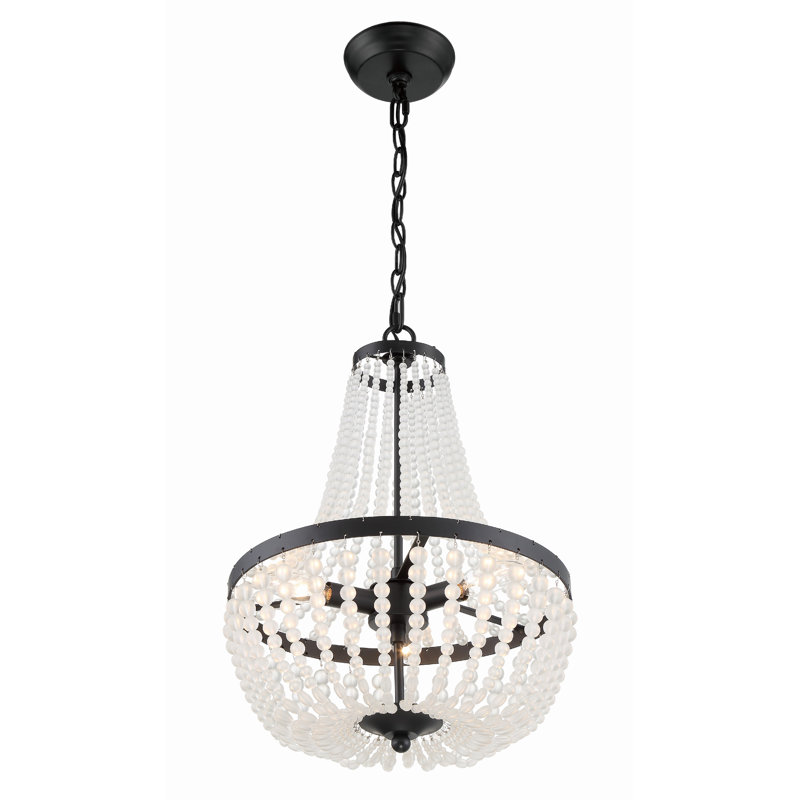 Conway Wrought Iron 3-Light Chandelier, Noir mat