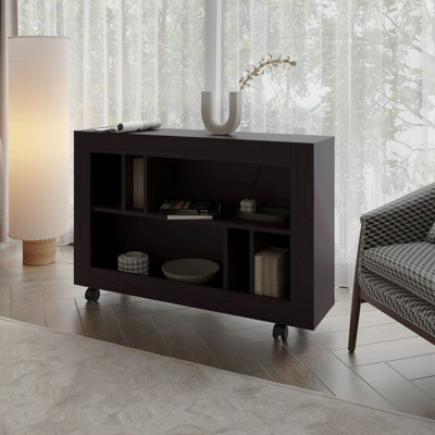 Console Wengue en mélamine avec rangement ouvert