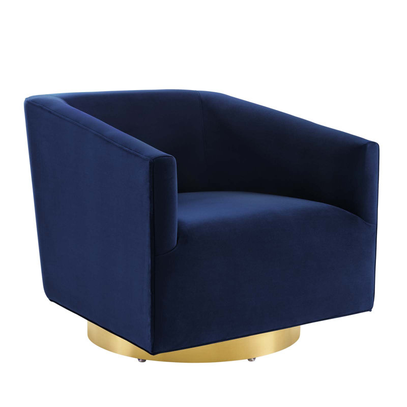 Twist Accent Lounge Performance Velvet Swivel Chair by Modway, Midnight Blue