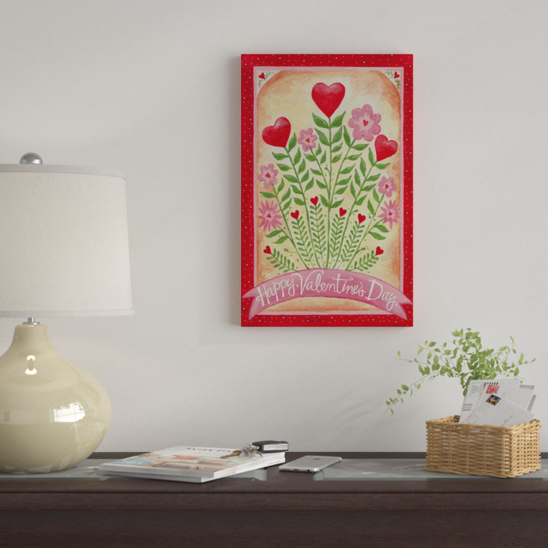 « valentines day happy fleurs », reproduction d’impression sur toile tendue, H 24 po x l 16 po x P 2 po