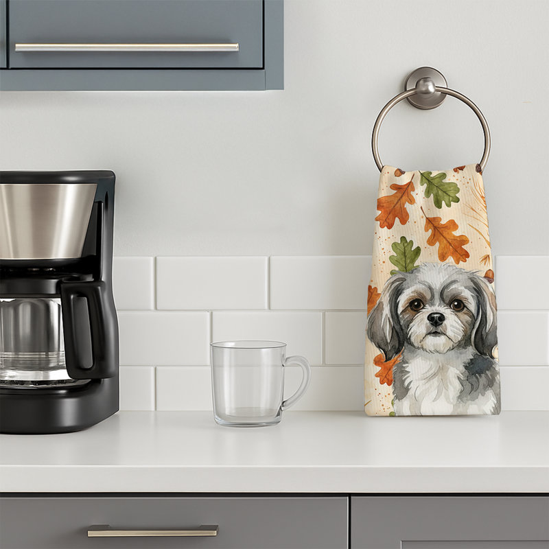 Serviette de cuisine tricolore Sheltie, Épagneul tibétain gris et blanc