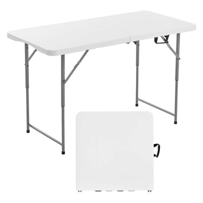 4 Ft Plastic Folding Table Portable Picnic Utility Table Handle Indoor Outdoor