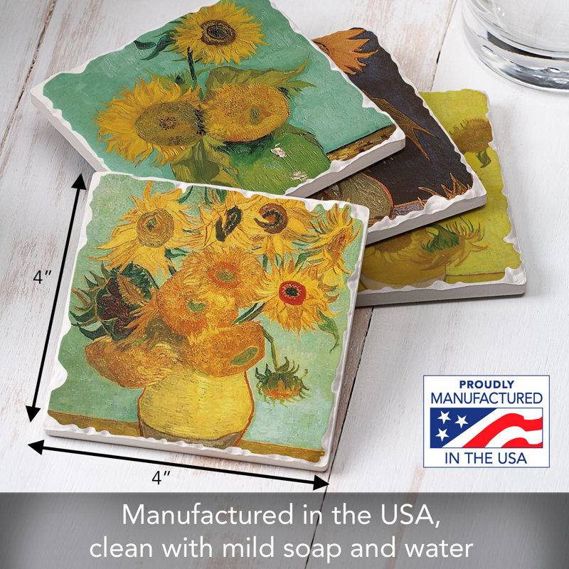 Ensemble de 4 sous-verres Thirlystone Van Gogh Sunflowers