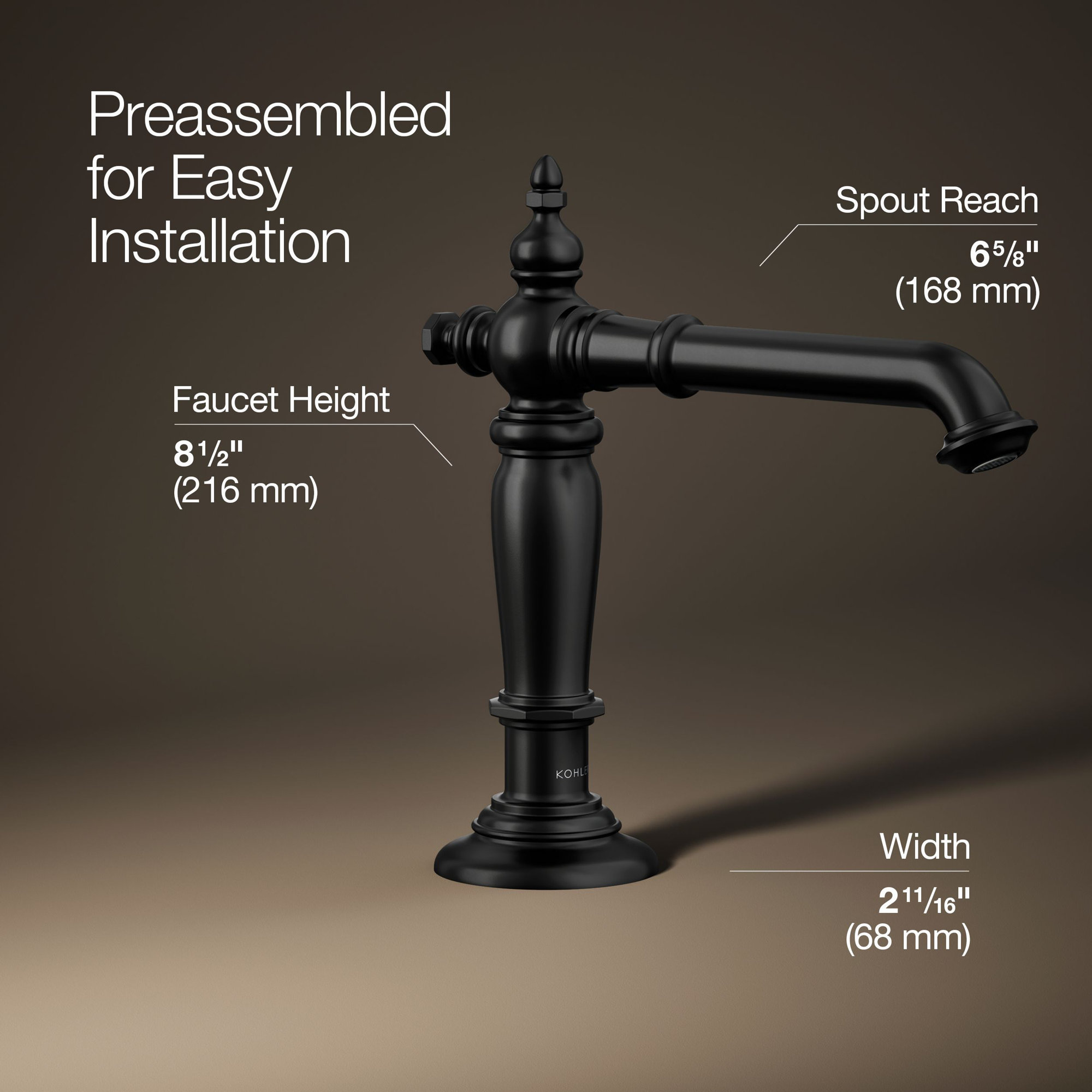 Artifacts Widespread Bathroom Faucet with Drain Assembly, Matte Black