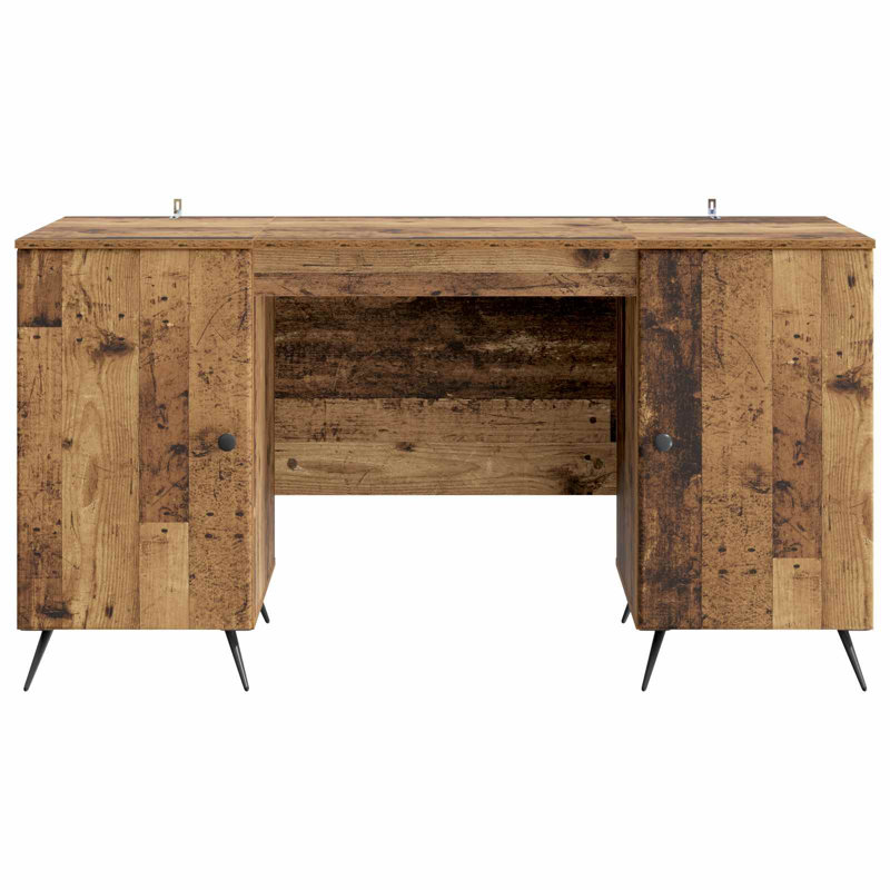  Desk With Shelf With Storage With Door Engineered Wood Furniture Set, Old Wood