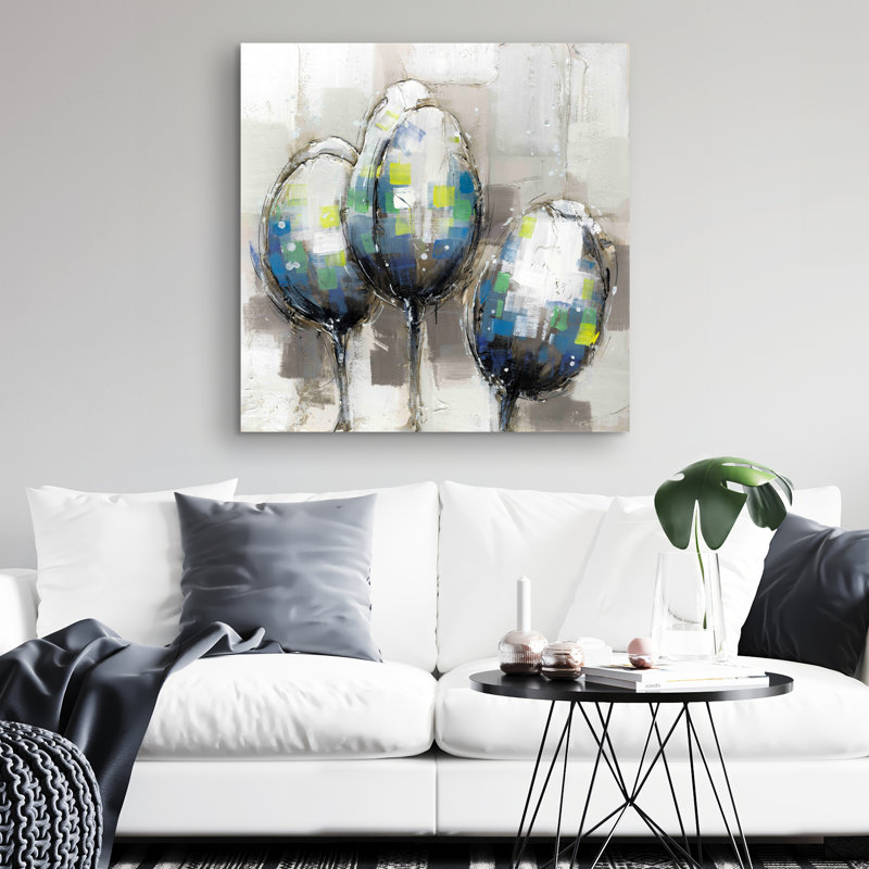 Three abstract tulips - 32"x32" art on canvas