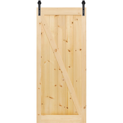 Panelled Wood Unfinished Knotty Barn Door