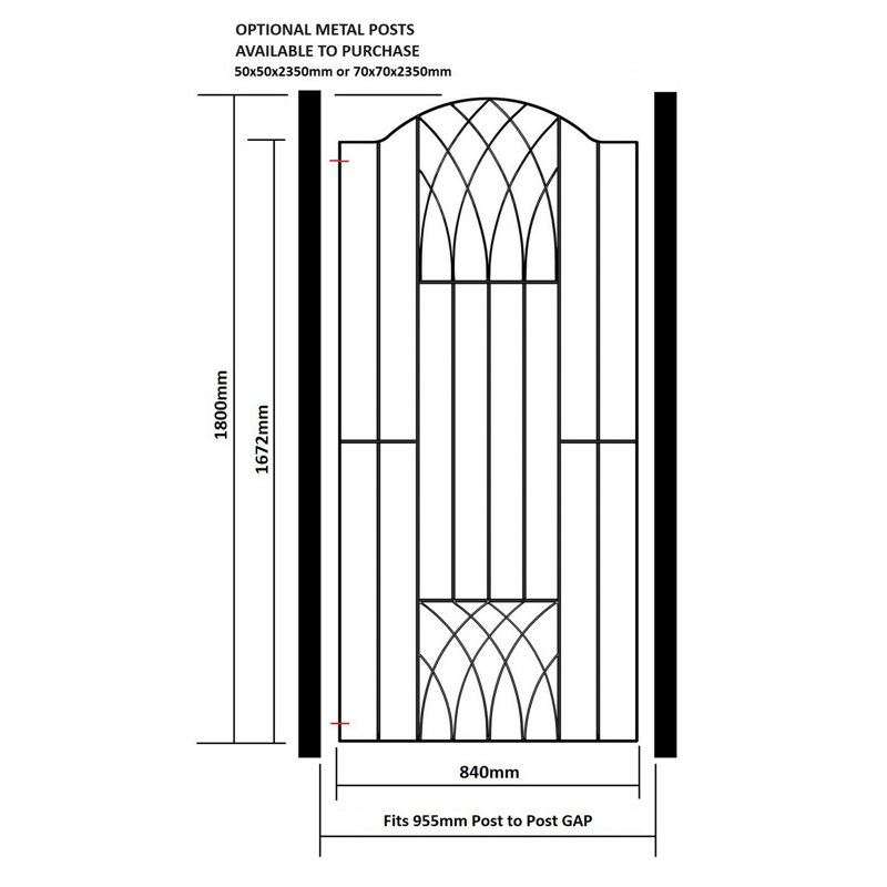 Guero Modern Bow Top Tall Metal Garden Gate 180cm High, 95cm W X 180cm H