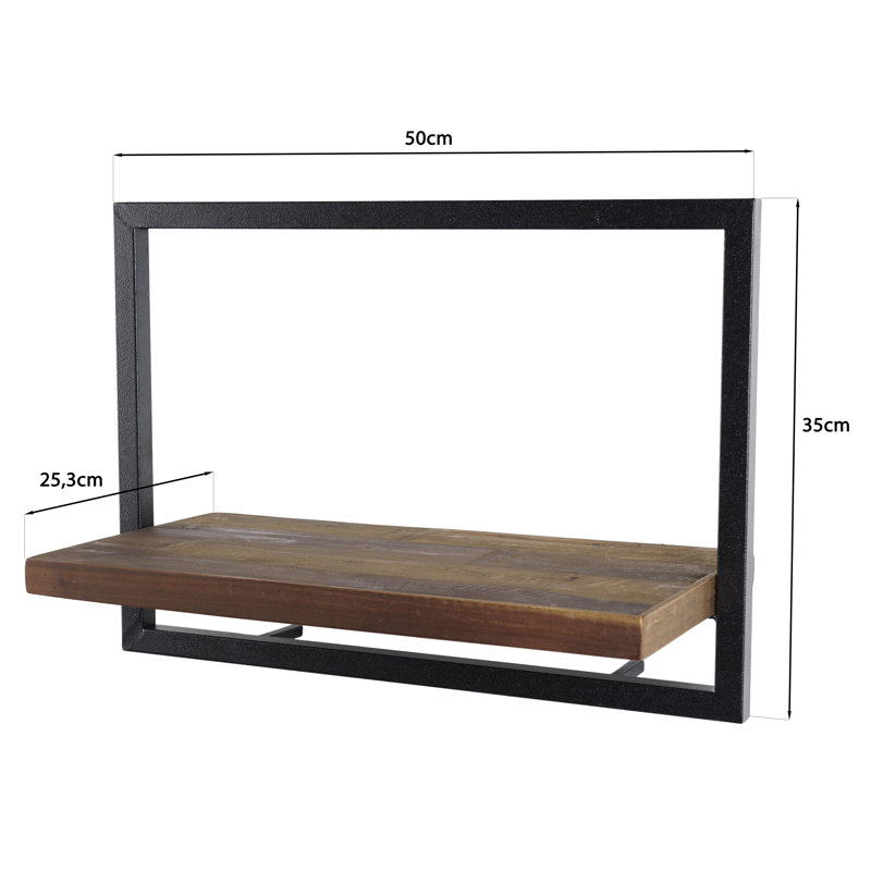 Mccombs Teak Solid Wood Floating Shelf, 35cm H x 50cm W x 25.3cm D