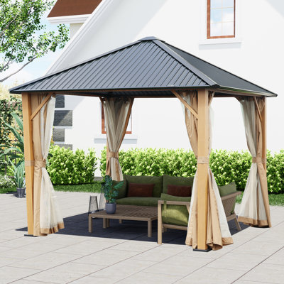 10 pi. L 10 pi. D Pavillon de jardin en aluminium avec toit rigide