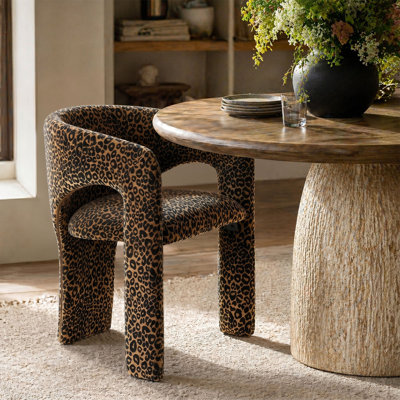Chaise de salle à manger rembourrée avec dossier courbé et siège rembourré Leopard