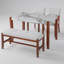 Ensemble de salle à manger 4 pièces avec table en marbre, chaises rembourrées et banc, conception peu encombrante pour les salles à manger modernes