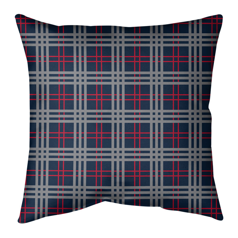 Housse de coussin Football Luxury, Bleu marine / rouge / argent, 16 po x 1 po, Polyester filé