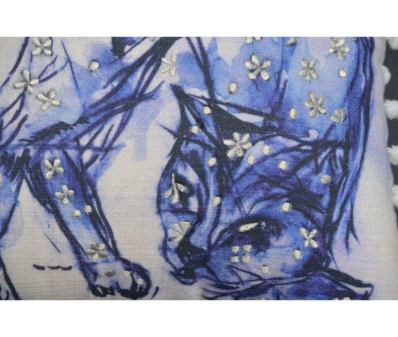 Coussin décoratif (chat) bleu 18 po x 18 po Chicos Home
