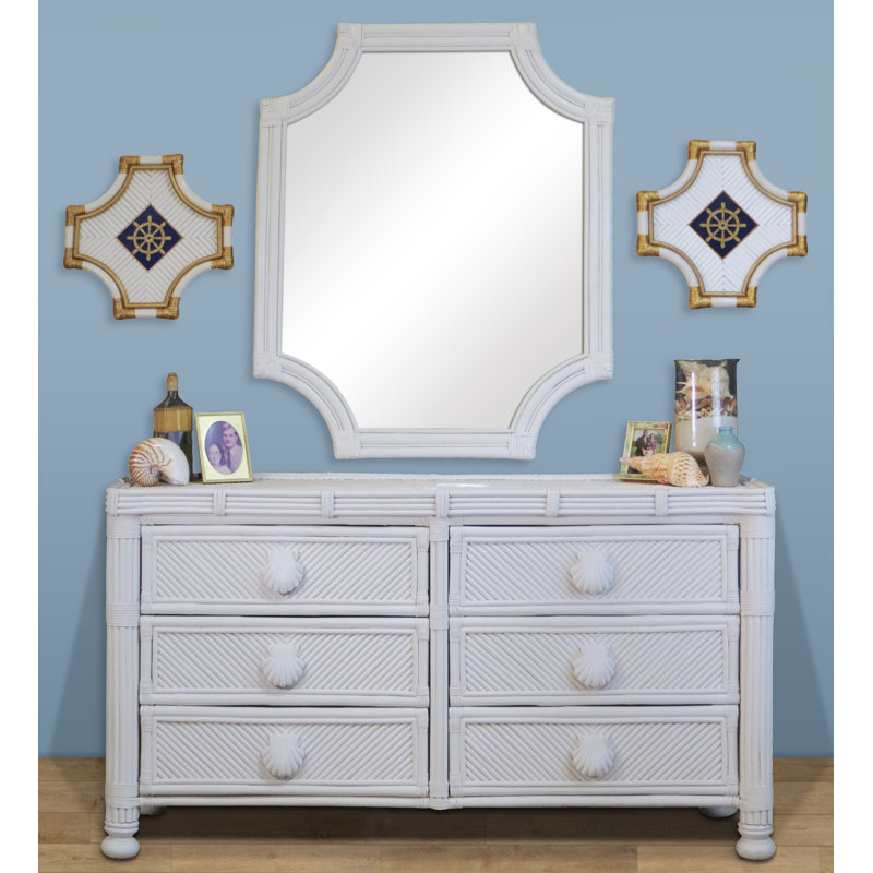 Sumner Rattan Flat Floor Mirror, White