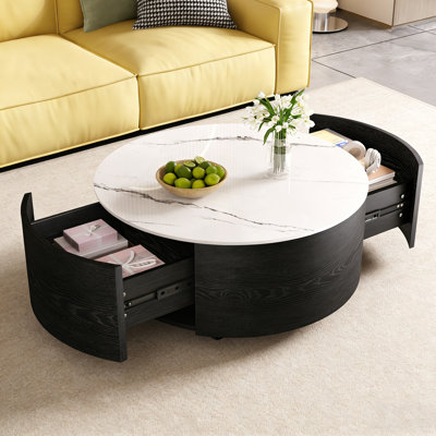 Table basse ronde avec rangement