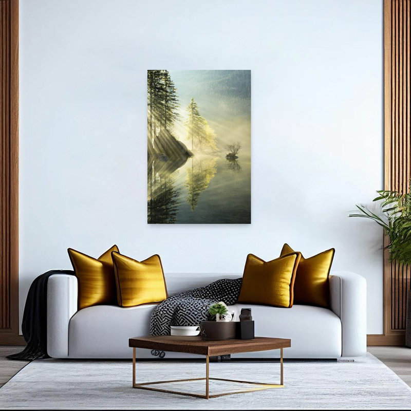 «God Rays», impression abstraite verticale de paysage forestier mural, 60" H x 40" W