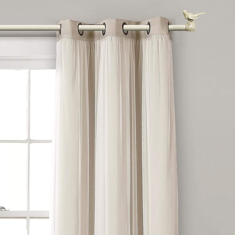 Country White Adjustable Metal Curtain Rod with Bird Finials