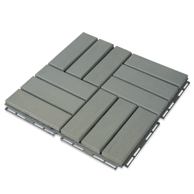 12" x 12" Wood Interlocking Deck Tile in Green Gray