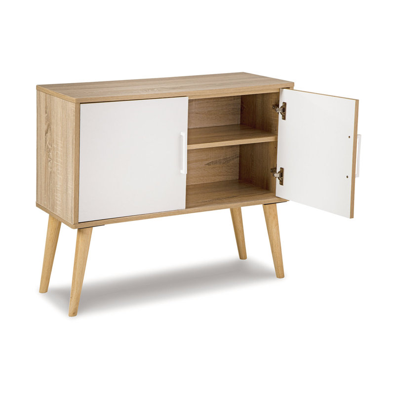 Buffet décoratif Seletha, Naturel / brun / blanc, Blanc