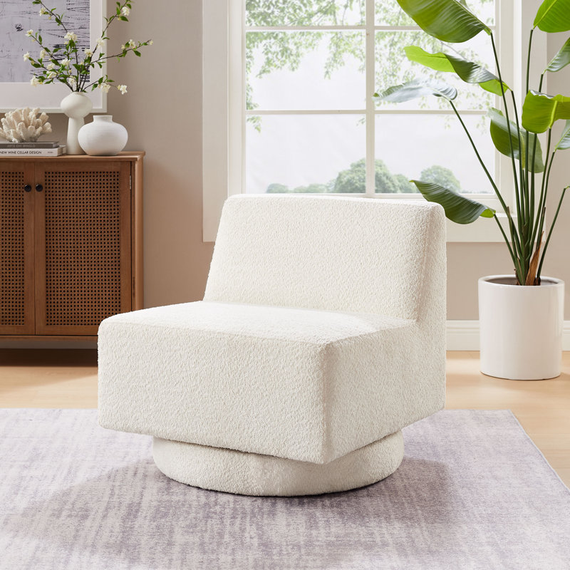 Fauteuil d'appoint pivotant rembourré Mirash, Velours cari