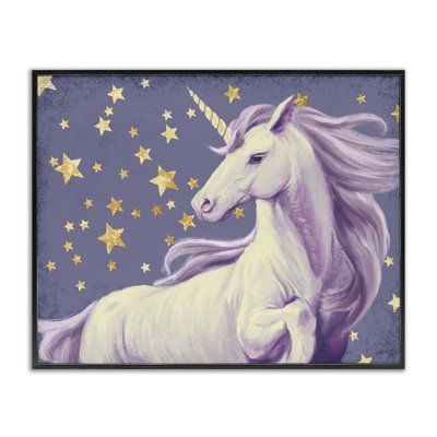 Purple Unicorn in Starry Night Sky Space Fantasy by Ziwei Li - Graphic Art Print