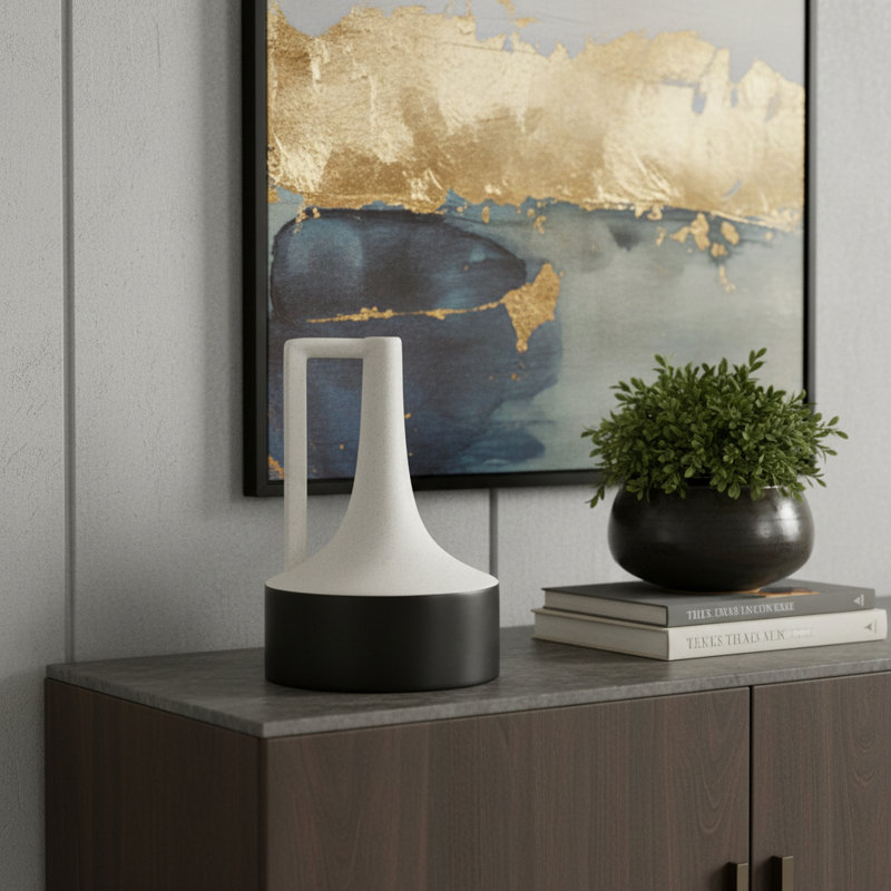 Vase en céramique 12 "noir et blanc