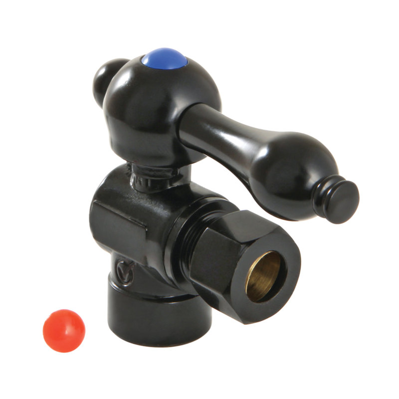 Kingston Brass Vintage 1/2-Inch Sweat x 3/8-Inch OD Comp Quarter-Turn Angle Stop Valve, Matte Black