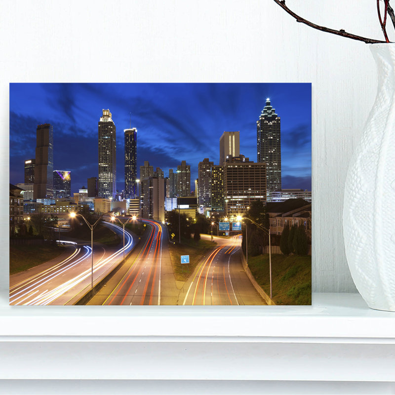 Photographie de paysage urbain «Atlanta Skyline Twilight Blue Hour», H 8 po x l 12 po x P 1 po, Toile tendue