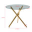 Ensemble de salle à manger 1 + 4,5 pièces, table de salle à manger à pieds en métal Mid-Century pour 4-6 personnes avec plateau en verre, table de salle à manger à piédestal, table basse de loisirs
