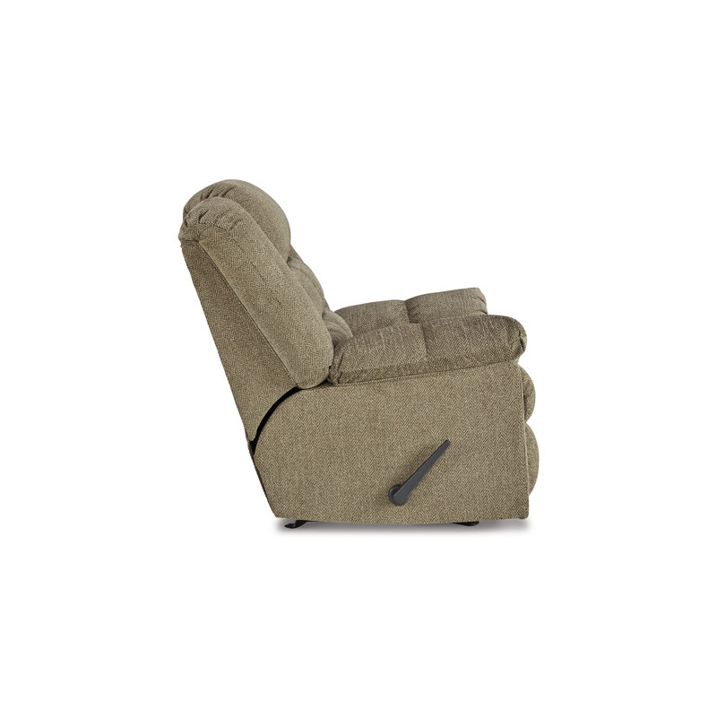 Fauteuil inclinable à bascule manuel 45 po Sancia, polyester rembourré, mastic, Bois de bruyère brun