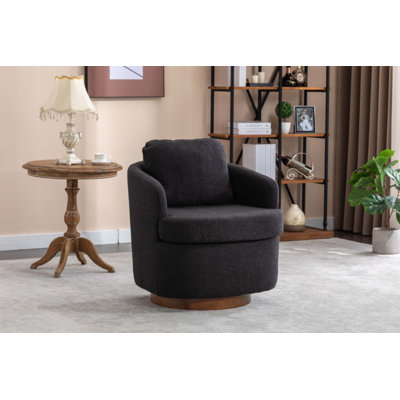 Comfortable Boucle Bevans Swivel Accent Chair with Solid Wood Frame, Perfect for Modern and Cozy Living Spaces. by Ebern Designs