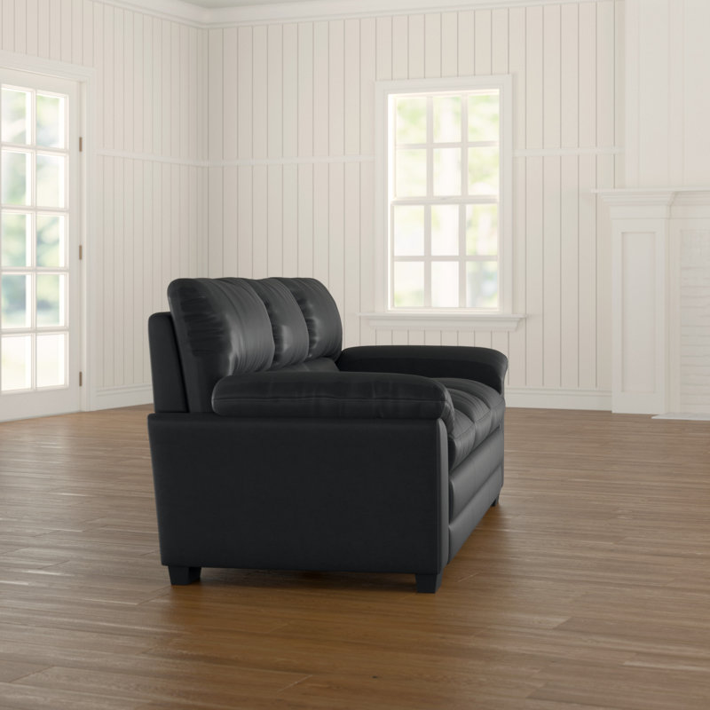 Robidoux 3 Seater Faux Leather Sofa Bed, Black