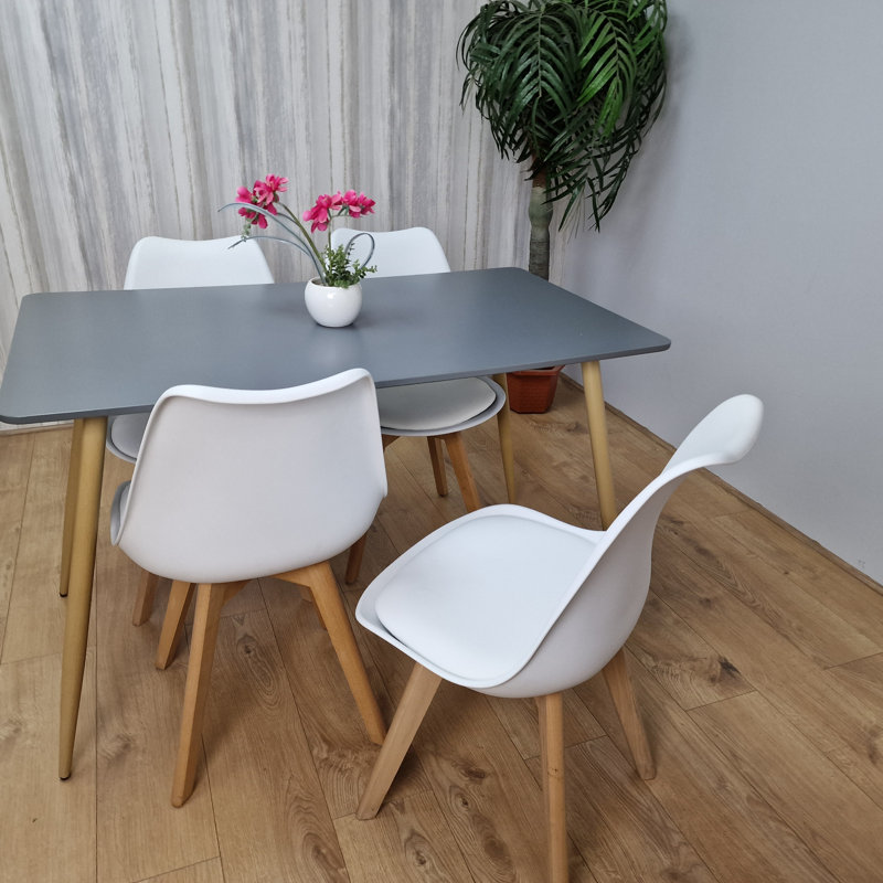 Gisele 4 - Person Dining Set, Grey, White
