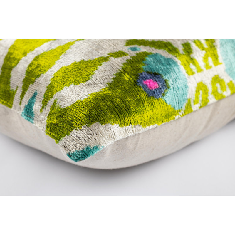 Silk Lumbar Rectangular Pillow Cover & Insert, Green/Blue/Geometric/Paisley